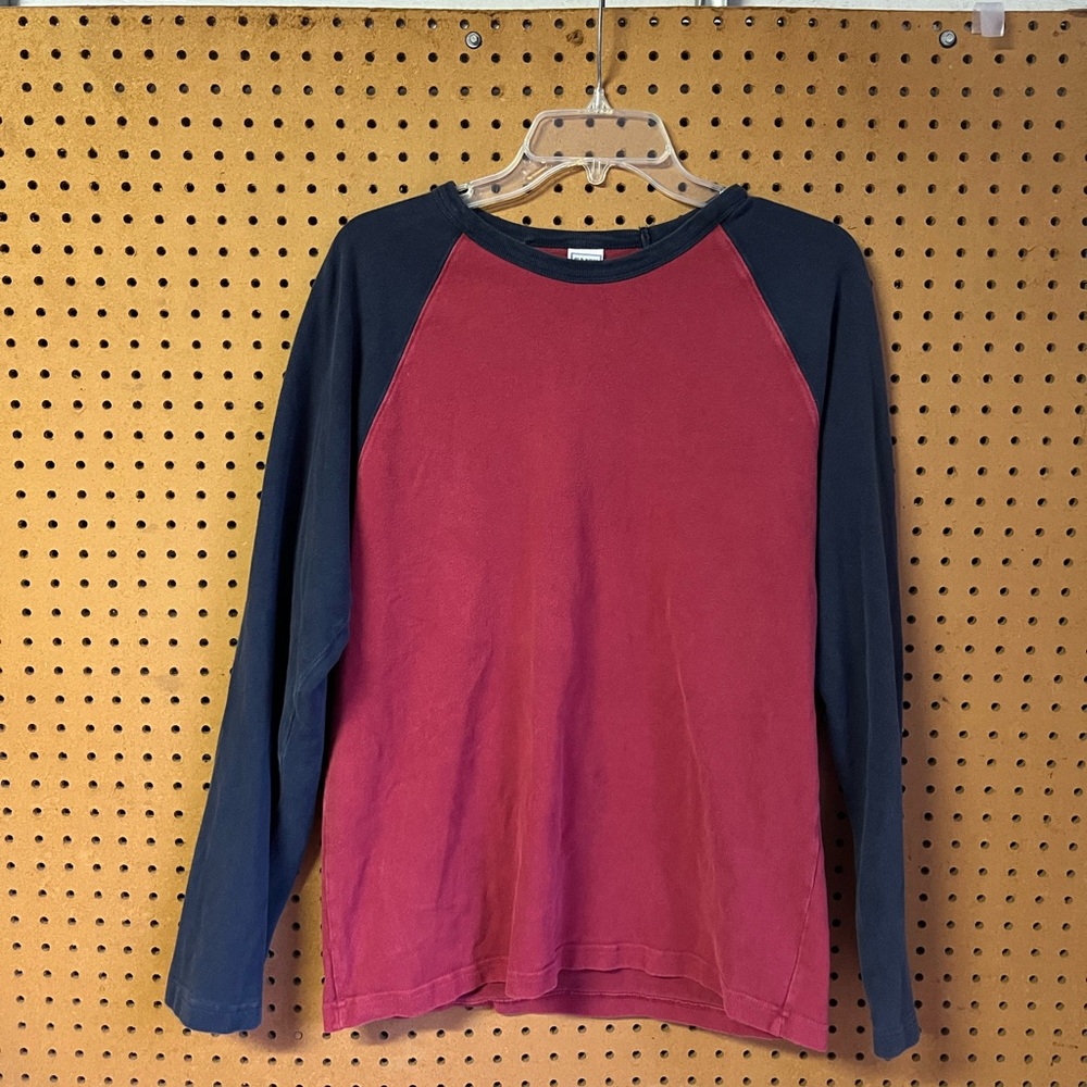 Vintage Style Y2K Old Navy Long Sleeve Tee Sz Medium Maroon/Navy